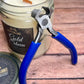 wood wick trimmer and 8 oz candle 